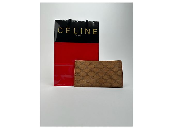 Céline Vintage Celine Paris Wildleder Leder Monogramm Brieftasche braun - Ansicht 2