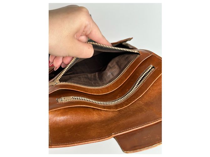 Céline Vintage Celine Paris Wildleder Leder Monogramm Brieftasche braun - Ansicht 4