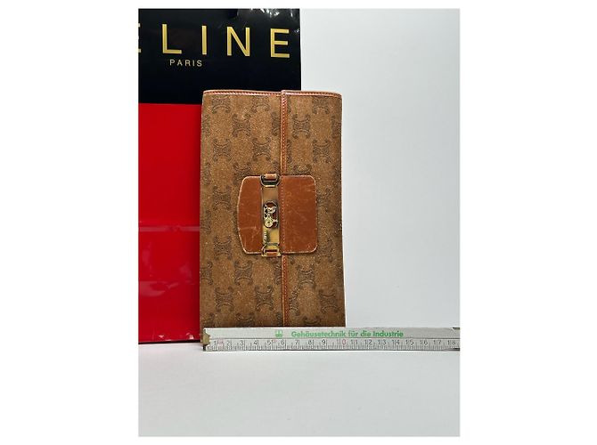 Céline Vintage Celine Paris Wildleder Leder Monogramm Brieftasche braun - Ansicht 6