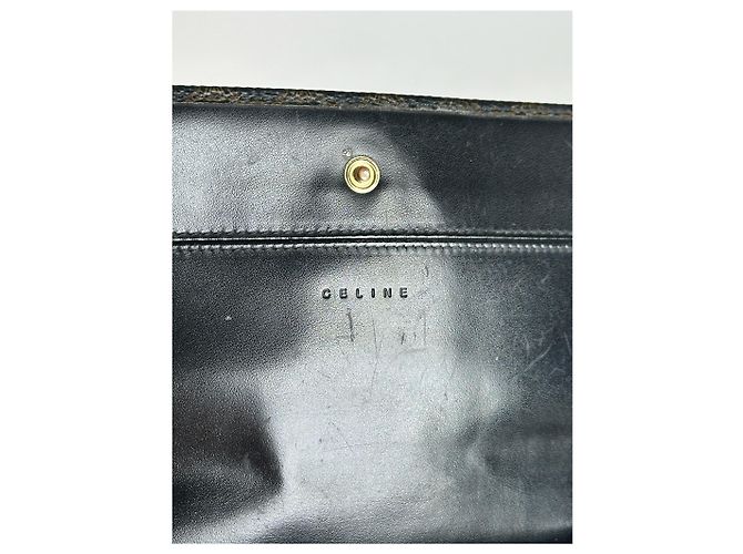 Triomphe Céline Vintage Celine Leather monogram Wallet brown Black - view 3