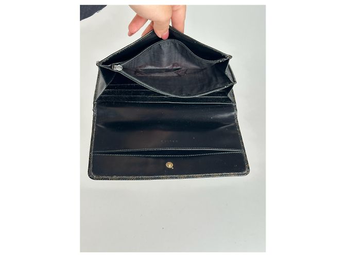 Triomphe Céline Vintage Celine Leather monogram Wallet brown Black - view 5