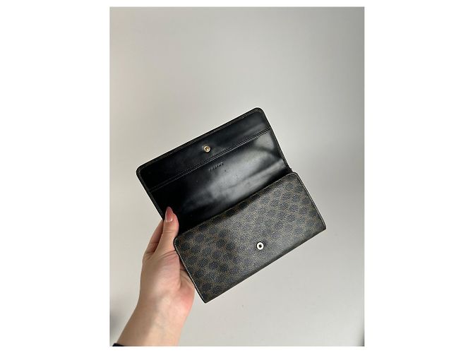 Triomphe Céline Vintage Celine Leather monogram Wallet brown Black - view 6