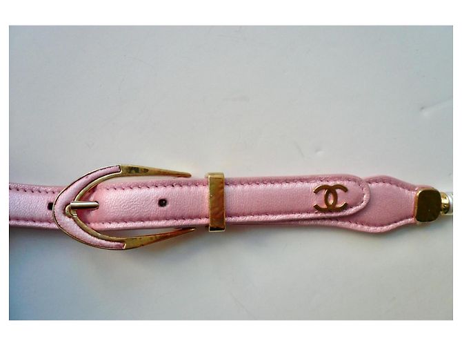 CHANEL Cinto de pérolas e couro rosa T95 em bom estado - vista 6