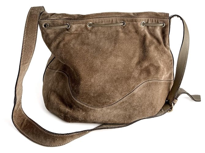 Gucci Borsa a tracolla in suede Tribeca beige - vista 4