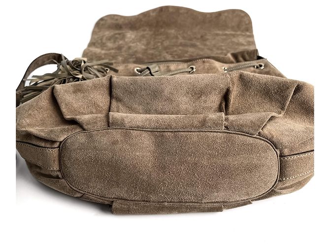 Gucci Borsa a tracolla in suede Tribeca beige - vista 5