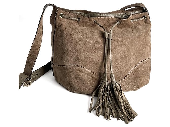 Gucci Borsa a tracolla in suede Tribeca beige - vista 6