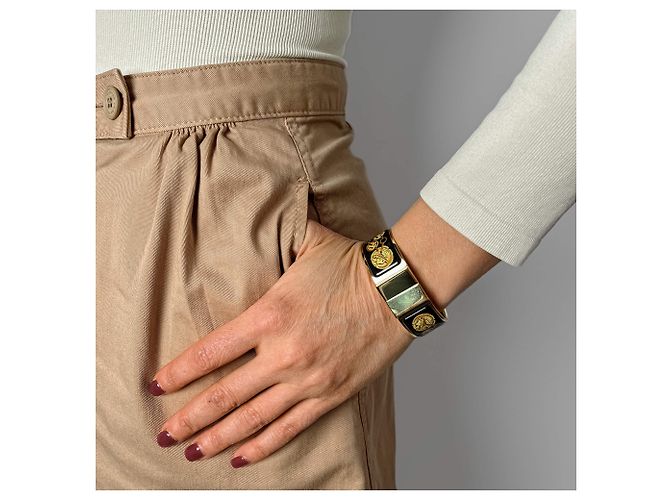 Clic H Hermès Bracciale Clic Clack in metallo placcato oro smaltato 6 Cavallo e Imbracatura bicolore Multicolore - vista 2