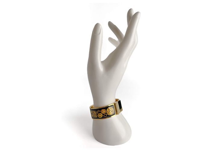 Clic H Hermès Bracciale Clic Clack in metallo placcato oro smaltato 6 Cavallo e Imbracatura bicolore Multicolore - vista 5