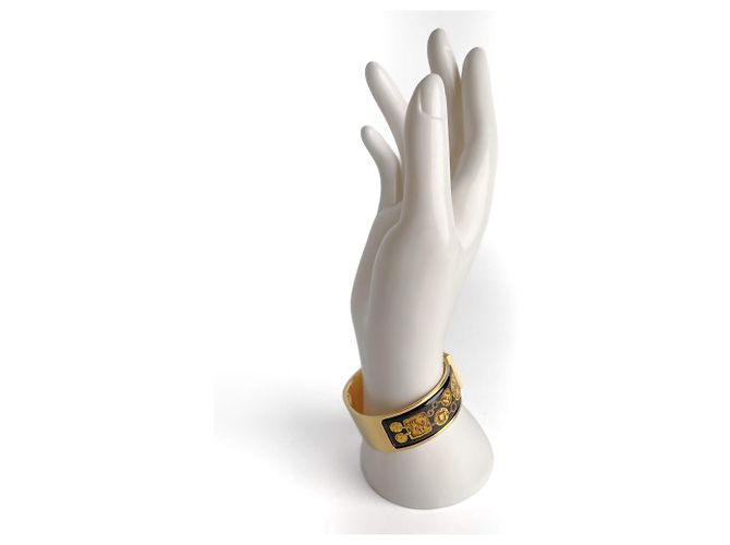 Clic H Hermès Bracciale Clic Clack in metallo placcato oro smaltato 6 Cavallo e Imbracatura bicolore Multicolore - vista 6