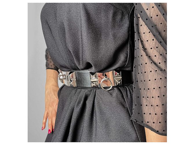 Hermès Collier de Chien 50 Breiter Leder Gürtel 65 Schwarz - Ansicht 2