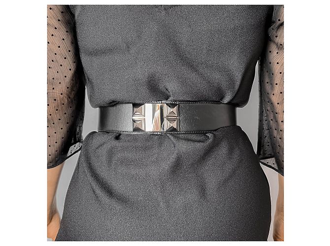 Hermès Collier de Chien 50 Breiter Leder Gürtel 65 Schwarz - Ansicht 3