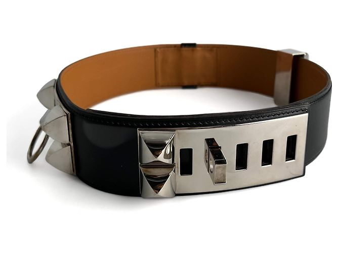 Hermès Collier de Chien 50 Breiter Leder Gürtel 65 Schwarz - Ansicht 5