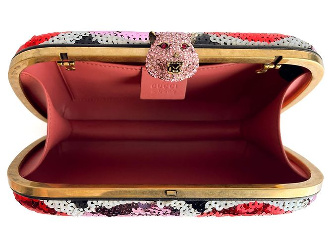 Gucci Clutch in metallo con ricamo in broccato multicolore - vista 10