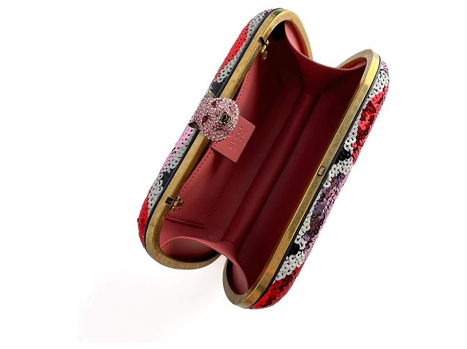 Gucci Clutch in metallo con ricamo in broccato multicolore - vista 12
