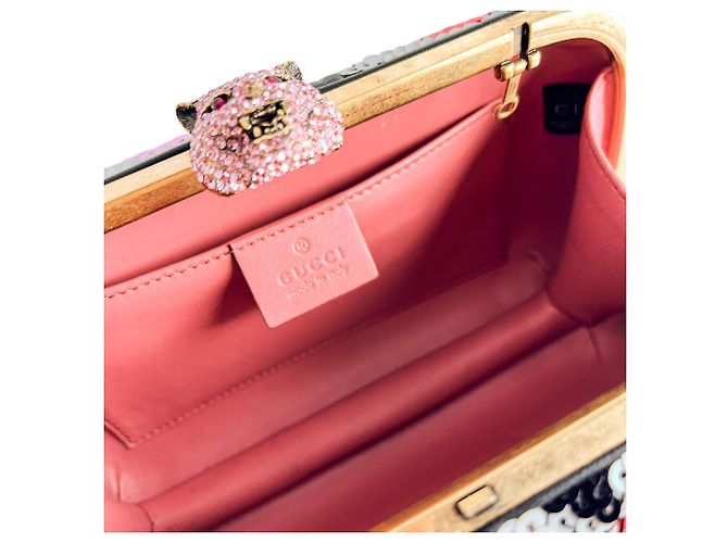 Gucci Clutch in metallo con ricamo in broccato multicolore - vista 13