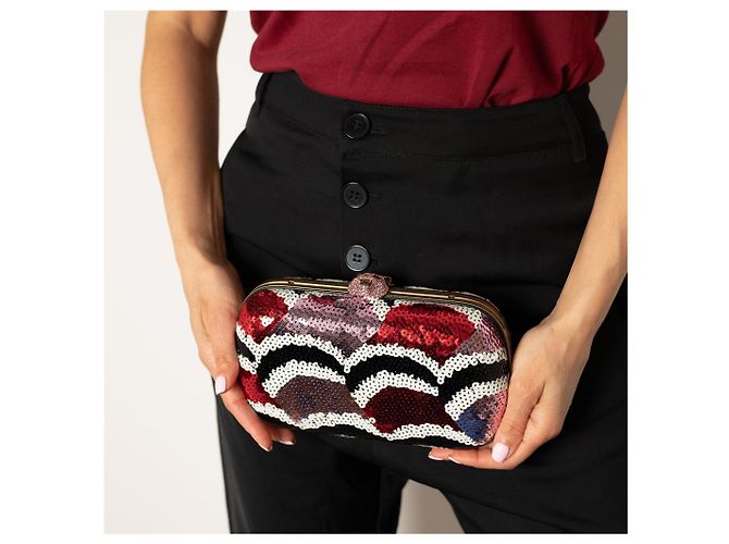 Gucci Clutch in metallo con ricamo in broccato multicolore - vista 2