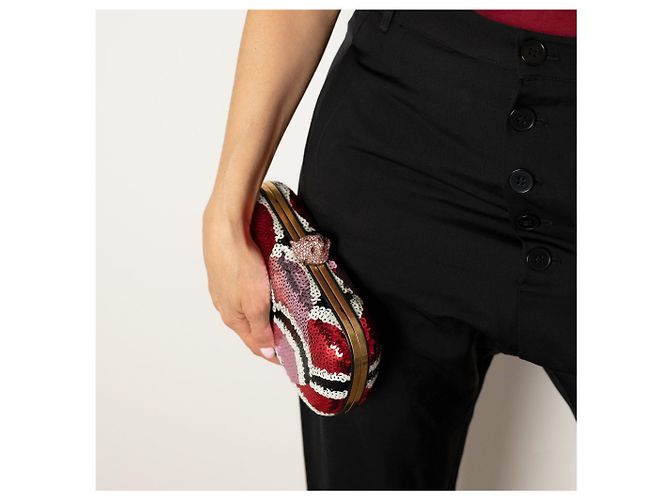 Gucci Clutch in metallo con ricamo in broccato multicolore - vista 3