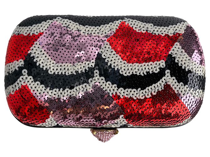 Gucci Clutch in metallo con ricamo in broccato multicolore - vista 4
