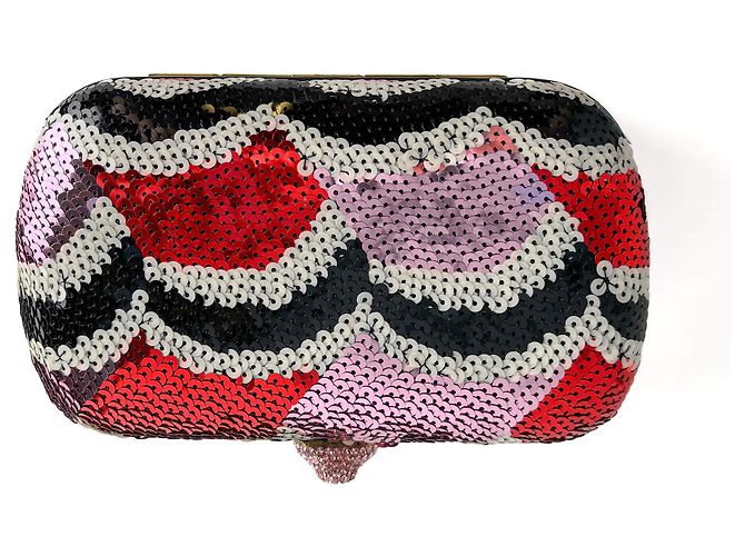 Gucci Clutch in metallo con ricamo in broccato multicolore - vista 5
