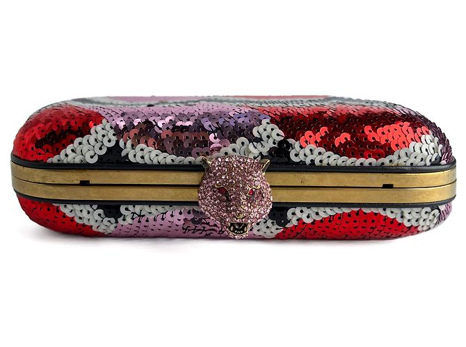 Gucci Clutch in metallo con ricamo in broccato multicolore - vista 6