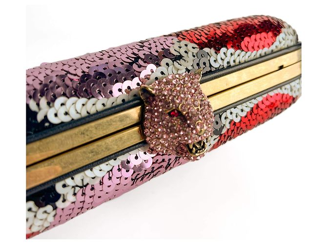 Gucci Clutch in metallo con ricamo in broccato multicolore - vista 7