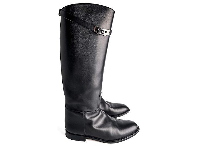 Hermès Kelly Box Calf Leather Jumping Boots 39 Black - view 4