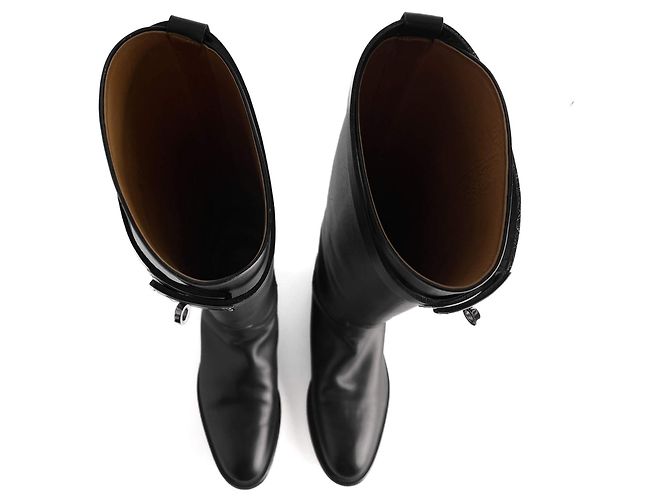 Hermès Kelly Box Calf Leather Jumping Boots 39 Black - view 7
