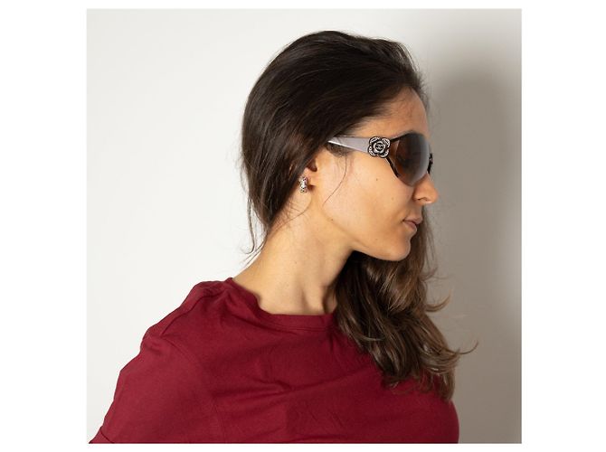 Chanel Gafas de sol de acetato Camelia Shield moradas Púrpura - vista 3
