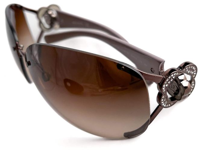 Chanel Gafas de sol de acetato Camelia Shield moradas Púrpura - vista 4