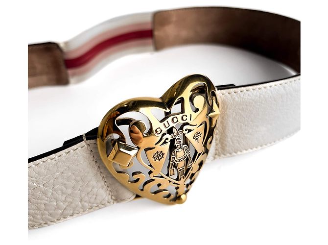 Gucci Hysteria Leder Breiter Gürtel 80/32 Weiß - Ansicht 4