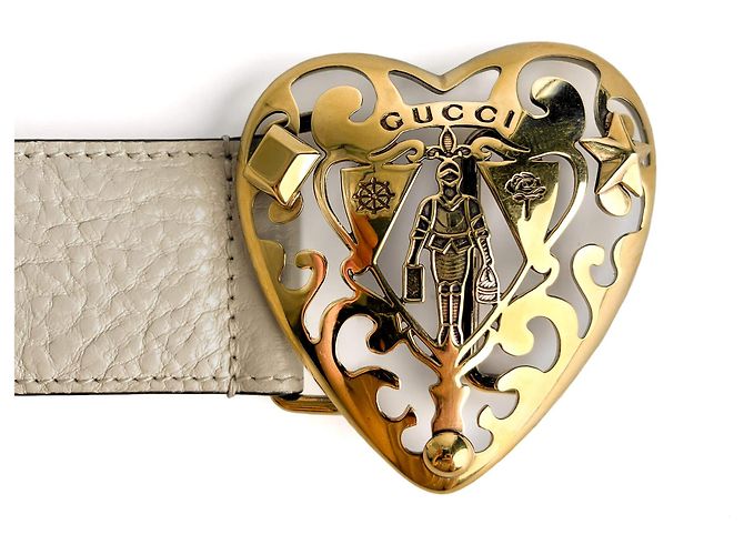 Gucci Hysteria Leder Breiter Gürtel 80/32 Weiß - Ansicht 7