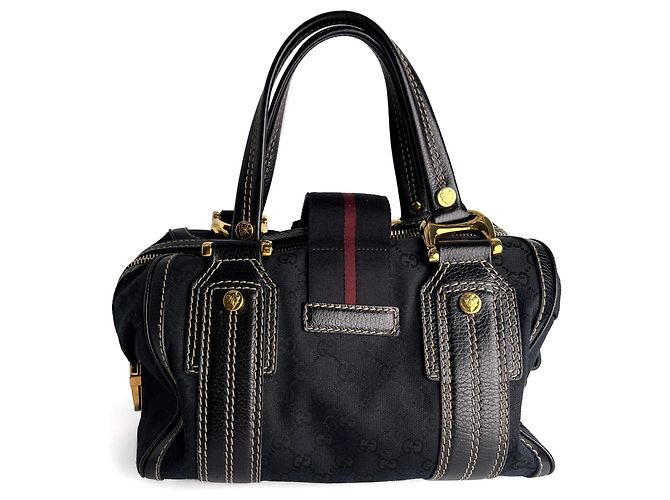 Borsa a mano Ophidia Boston Small Aviatrix Guccissima in tela nera Nero - vista 4