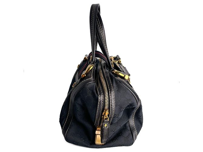 Borsa a mano Ophidia Boston Small Aviatrix Guccissima in tela nera Nero - vista 5