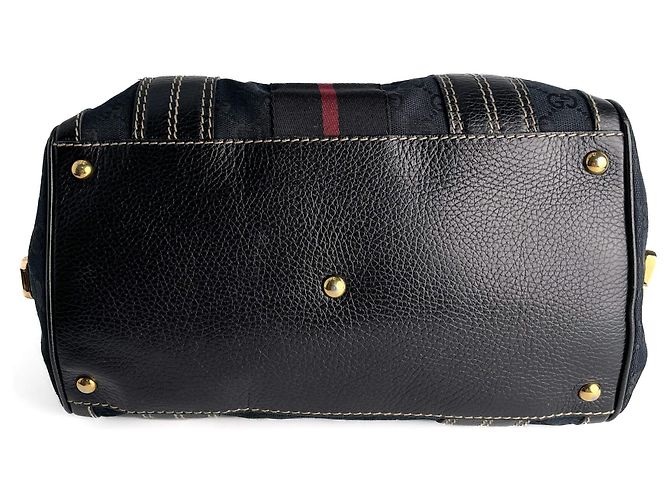Borsa a mano Ophidia Boston Small Aviatrix Guccissima in tela nera Nero - vista 7