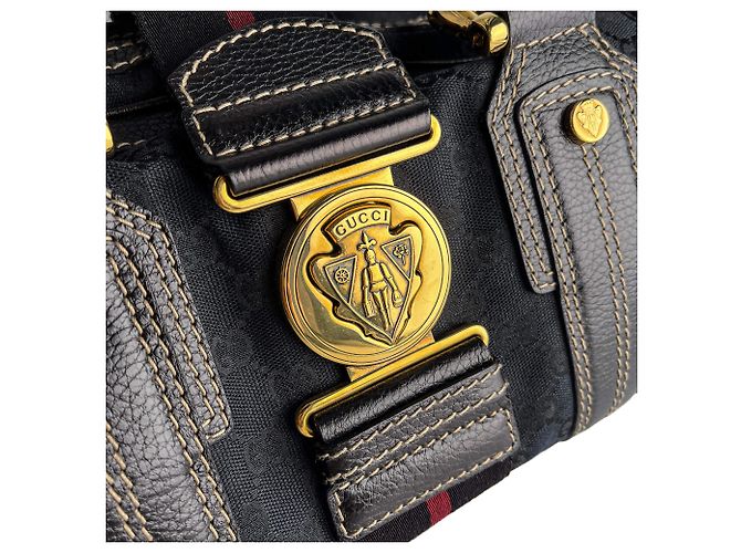 Borsa a mano Ophidia Boston Small Aviatrix Guccissima in tela nera Nero - vista 8