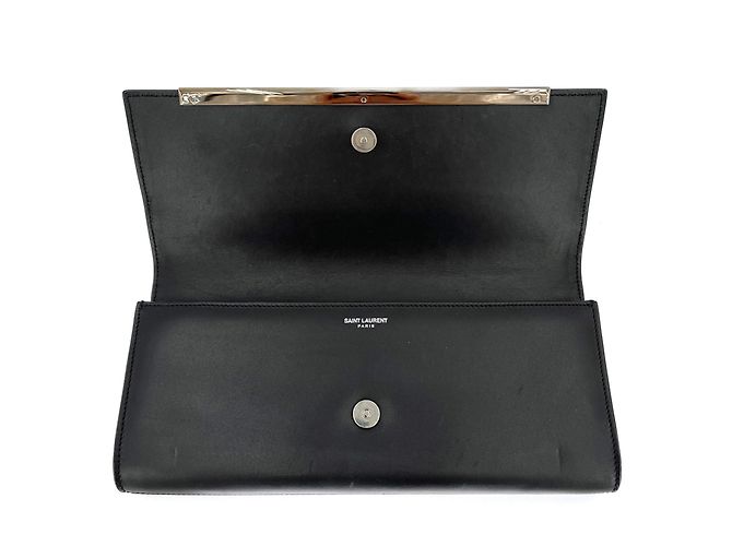 Saint Laurent Clutch in pelle con rivetti nera Nero - vista 7