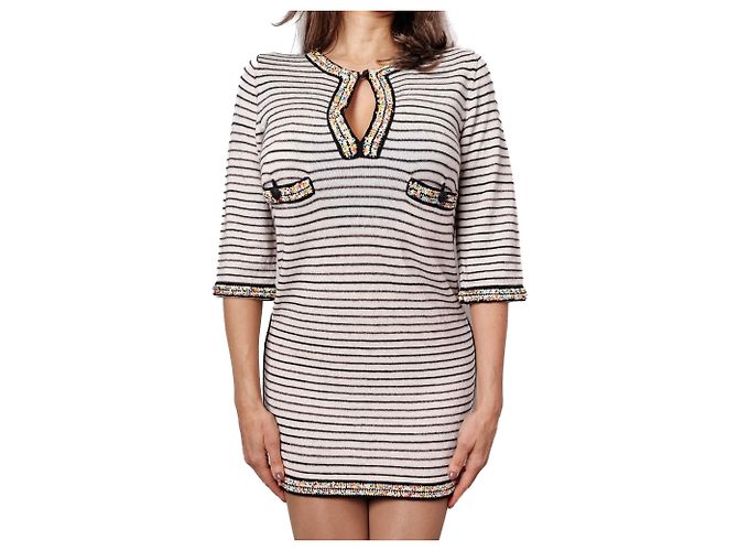 Timeless Chanel Mini-Kaschmirkleid IT 34 schwarz und weiß - Ansicht 2