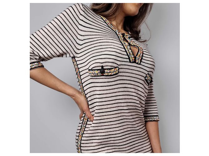 Timeless Chanel Mini-Kaschmirkleid IT 34 schwarz und weiß - Ansicht 4