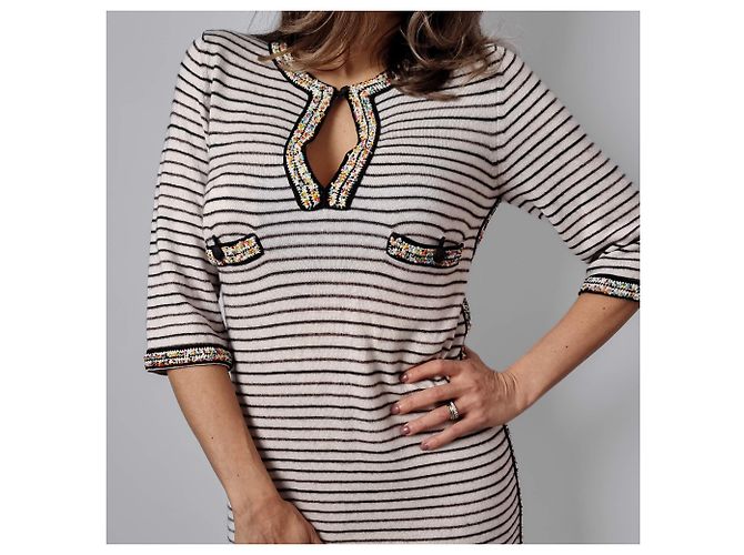 Timeless Chanel Mini-Kaschmirkleid IT 34 schwarz und weiß - Ansicht 5