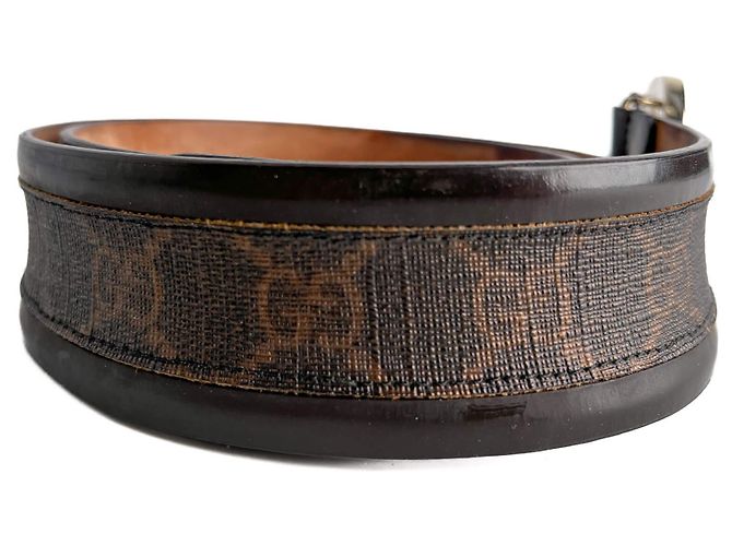 Gucci Breiter GG-Leder-Gürtel mit Flechtmuster 85/34 braun - Ansicht 5