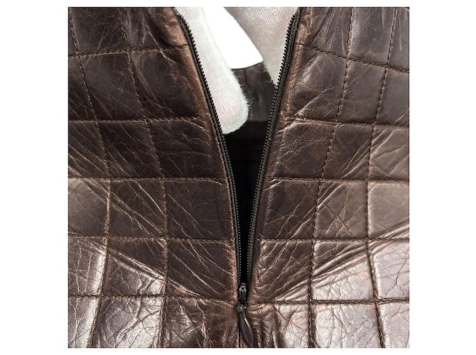 Timeless Chanel Mini saia de couro marrom - vista 10