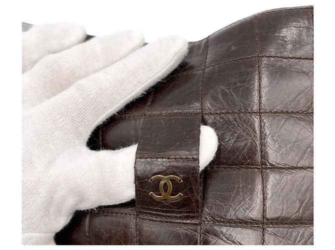 Timeless Chanel Mini saia de couro marrom - vista 13
