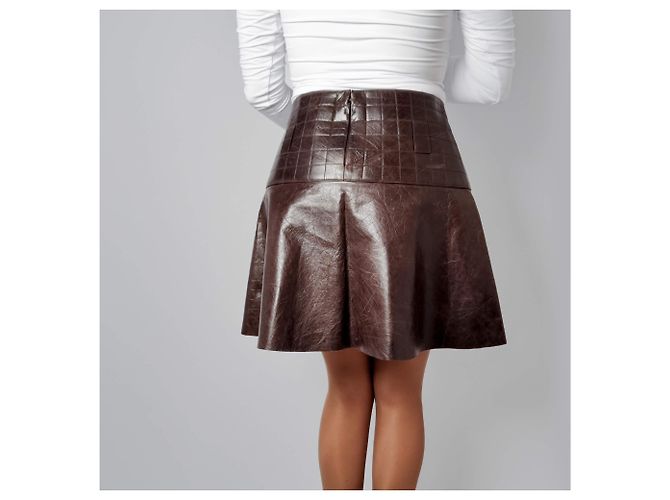 Timeless Chanel Mini saia de couro marrom - vista 2