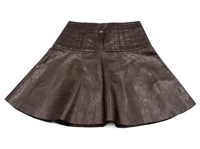 Timeless Chanel Mini saia de couro marrom - vista 6