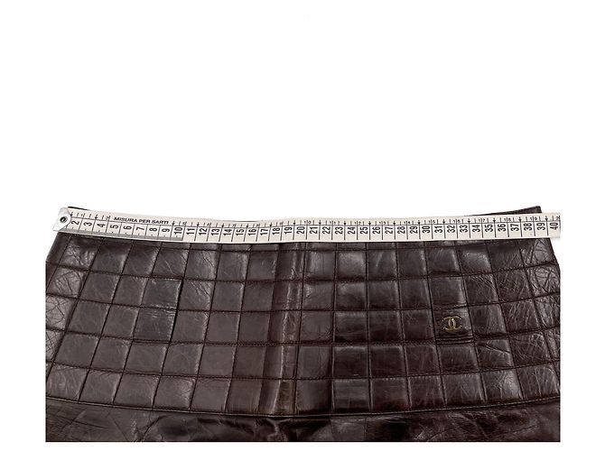 Timeless Chanel Mini saia de couro marrom - vista 7