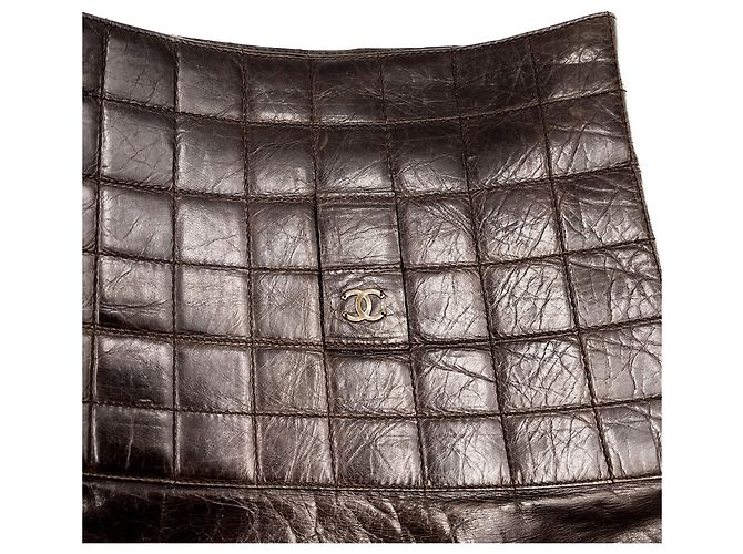 Timeless Chanel Mini saia de couro marrom - vista 9