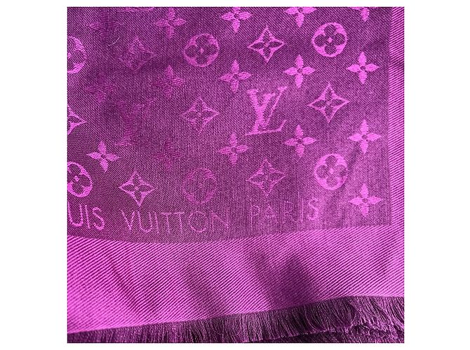 Louis Vuitton Foulard classico in lana e seta viola Porpora - vista 4