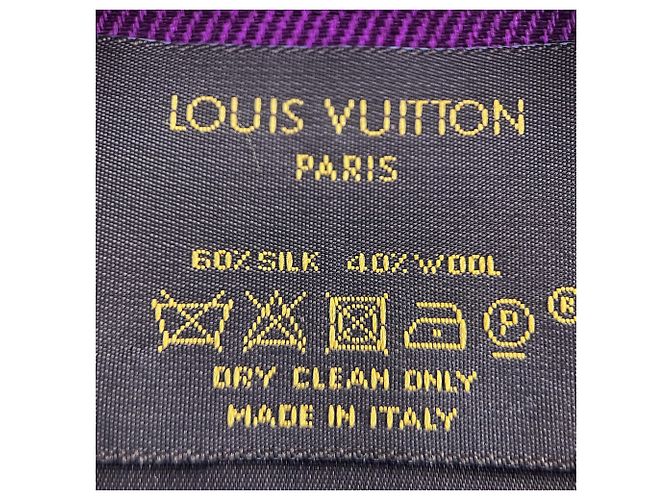 Louis Vuitton Foulard classico in lana e seta viola Porpora - vista 5