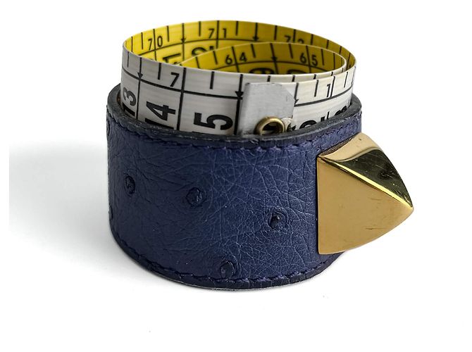 Hermès Bracciale in pelle esotica Medor 16 cm Blu - vista 10