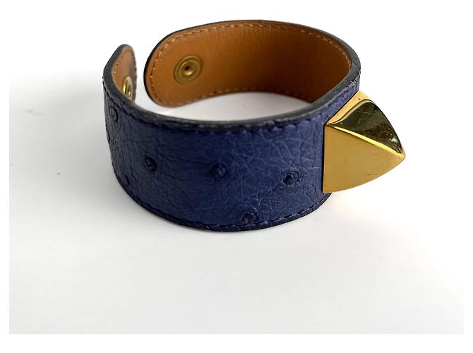 Hermès Bracciale in pelle esotica Medor 16 cm Blu - vista 5